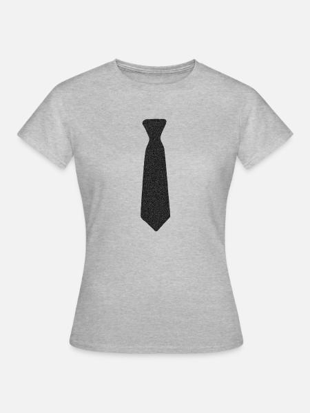 Schwarze Krawatte - Frauen T-Shirt - Grau meliert