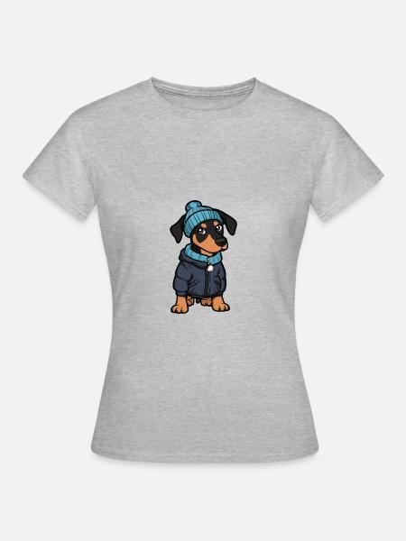 Doberman Hund Stylisch - Frauen T-Shirt - Grau meliert