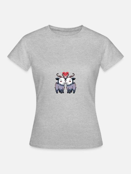 Ziege Paar Herz - Frauen T-Shirt - Grau meliert