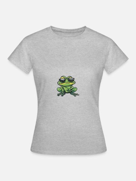 Frosch Cool Comic - Frauen T-Shirt - Grau meliert