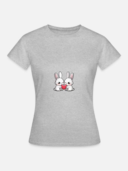 Conejita Pareja Enamorada Corazón de Pascua - Camiseta mujer - gris jaspeado