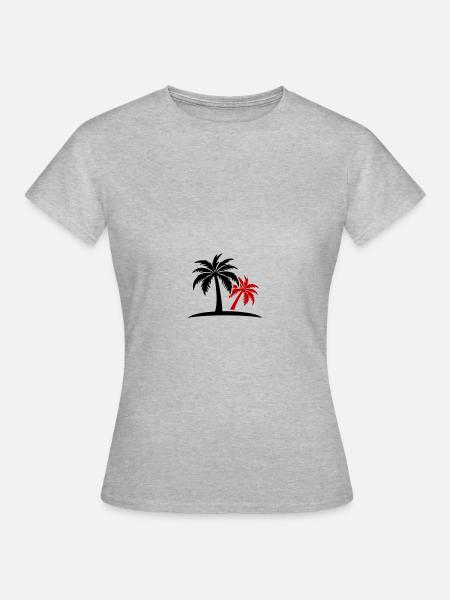 Palmen Insel - Frauen T-Shirt - Grau meliert