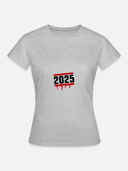 2025 Jahr - Frauen T-Shirt - Grau meliert