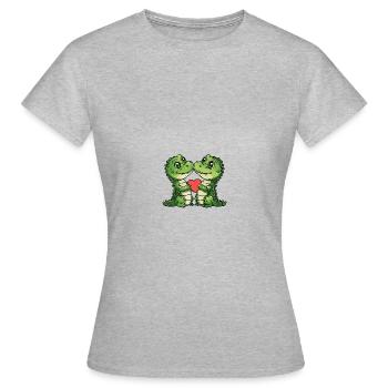 Alligator Paar Liebe - Frauen T-Shirt - Grau meliert - Vorne - AI Model Female 172 dark (172cm)