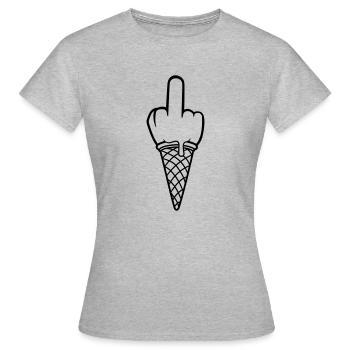 vas te faire encule wanker ball insultant majeur - T-shirt Femme - gris chiné - Devant - AI Model Female 172 dark (172cm)