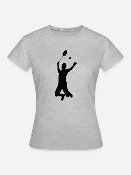 badminton silhouette - Frauen T-Shirt - Grau meliert