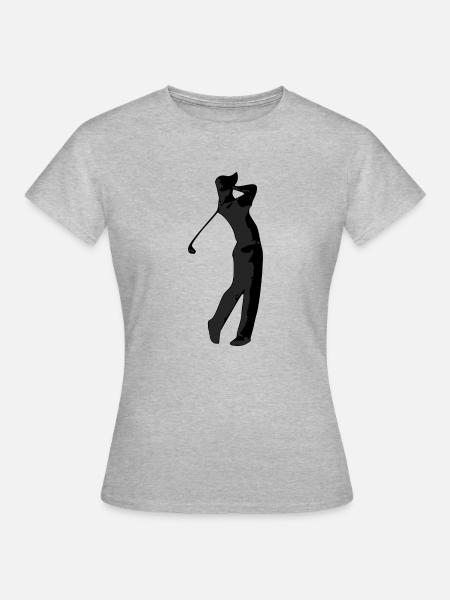 Golfer-Silhouette - Frauen T-Shirt - Grau meliert