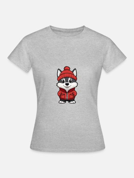 Husky Hund Stylisch - Frauen T-Shirt - Grau meliert