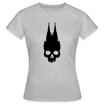 Kölner Dom Schädel - Frauen T-Shirt - Grau meliert - Vorne - AI Model Female 172 dark (172cm)