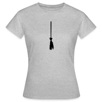 Hexenbesen Silhouette | Halloween - Frauen T-Shirt - Grau meliert - Vorne - AI Model Female 172 dark (172cm)