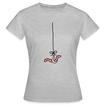 hunger wurm haken angelhaken schnur seil comic car - Frauen T-Shirt - Grau meliert - Vorne - AI Model Female 172 dark (172cm)