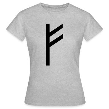 Rune Fehu - bonheur et prospérité, runes, Odin - T-shirt Femme - gris chiné - Devant - AI Model Female 172 dark (172cm)