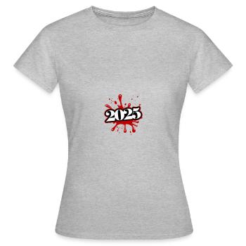 2025 klecks - Frauen T-Shirt - Grau meliert - Vorne - AI Model Female 172 dark (172cm)