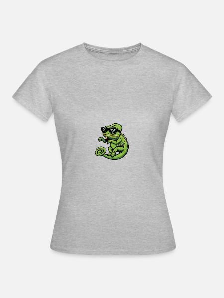 Chameleon Cool Comic - Frauen T-Shirt - Grau meliert
