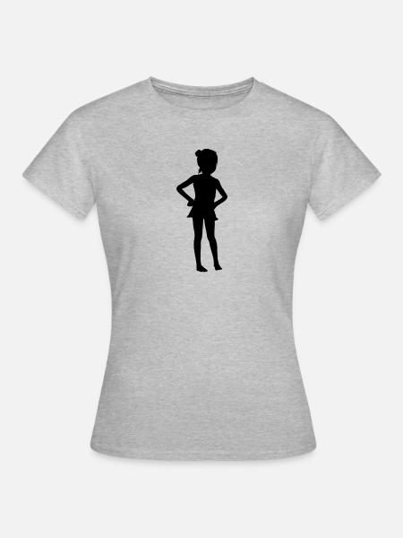 Mädchen - Frauen T-Shirt - Grau meliert