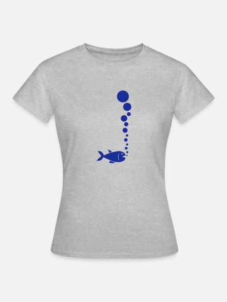Fish And Bubbles - Frauen T-Shirt - Grau meliert