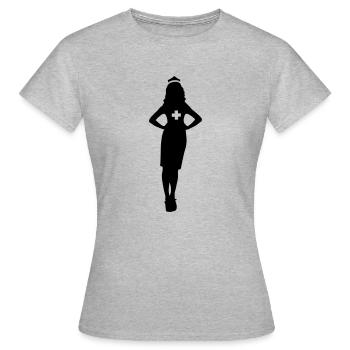 krankenschwester silhouette - Frauen T-Shirt - Grau meliert - Vorne - AI Model Female 172 dark (172cm)