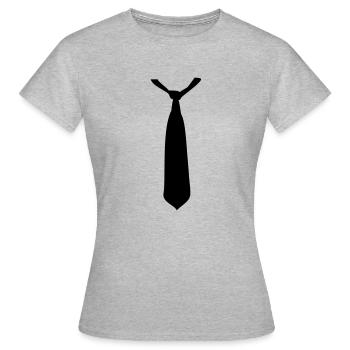 Krawatte - Frauen T-Shirt - Grau meliert - Vorne - AI Model Female 172 dark (172cm)