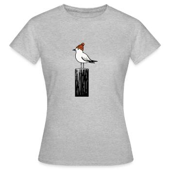 North Sea Harbor Moin Seagull Hat Beanie Pier Pier Pillar - Women's T-Shirt - heather grey - Front - AI Model Female 172 dark (172cm)