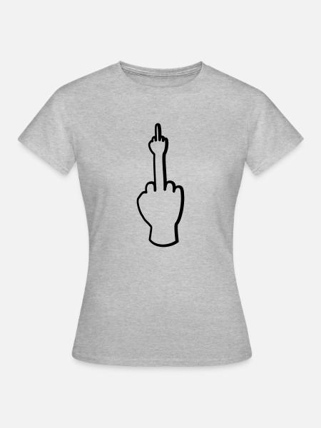 Mittelfinger mit Mittelfinger - Frauen T-Shirt - Grau meliert