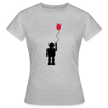 Roboterluftballon Hinten - Frauen T-Shirt - Grau meliert - Vorne - AI Model Female 172 dark (172cm)