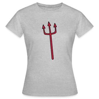 Teufel Dreizack Waffe Stechen - Frauen T-Shirt - Grau meliert - Vorne - AI Model Female 172 dark (172cm)