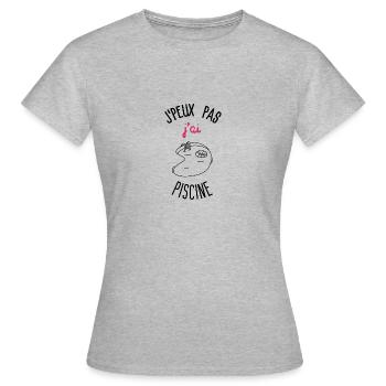 Ich kann kein Schwimmbad haben - Frauen T-Shirt - Grau meliert - Vorne - AI Model Female 172 dark (172cm)