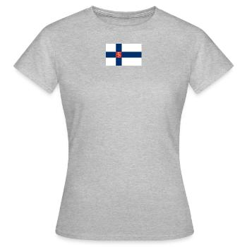 Staatsflagge von Finnland (klein) - Frauen T-Shirt - Grau meliert - Vorne - AI Model Female 172 dark (172cm)
