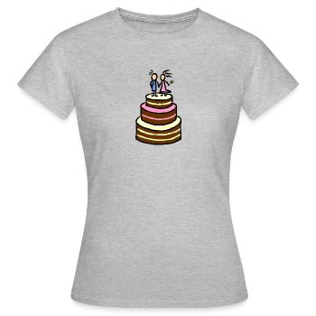 Tarte avec couple - gâteau de mariage gâteau d'anniversaire - T-shirt Femme - gris chiné - Devant - AI Model Female 172 dark (172cm)