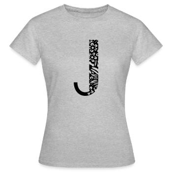 Buchstabe J - Frauen T-Shirt - Grau meliert - Vorne - AI Model Female 172 dark (172cm)