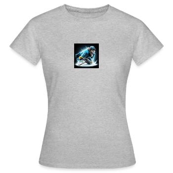 Joueur De Hockey Sur Glace Bande Dessinée Isolé - T-shirt Femme - gris chiné - Devant - AI Model Female 172 dark (172cm)