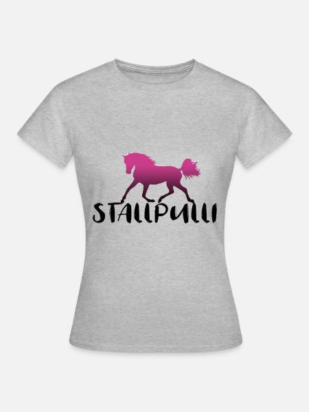 Stallpulli Pferd Reiten Reiterhof Stall Geschenk - Frauen T-Shirt - Grau meliert