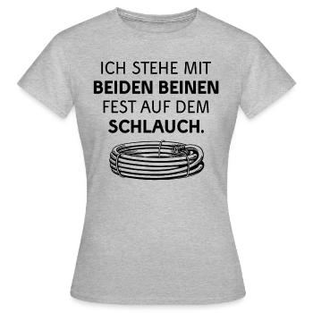 SCHLAUCH STEHEN LEBEN VERPEILT UNWISSEN GARTEN - Frauen T-Shirt - Grau meliert - Vorne - AI Model Female 172 dark (172cm)