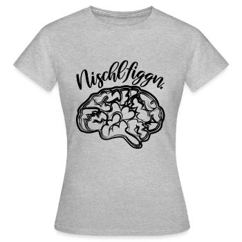 Nischlfiggn Kopfschmerzen auf sächsisch Sachsen - Frauen T-Shirt - Grau meliert - Vorne - AI Model Female 172 dark (172cm)