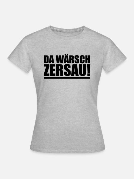 Sachsen Shirt sächsischer Dialekt lustiger Spruch - Frauen T-Shirt - Grau meliert