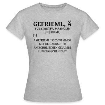 Dictionnaire Gefriemel Saxon Saxe Saxon - T-shirt Femme - gris chiné - Devant - AI Model Female 172 dark (172cm)