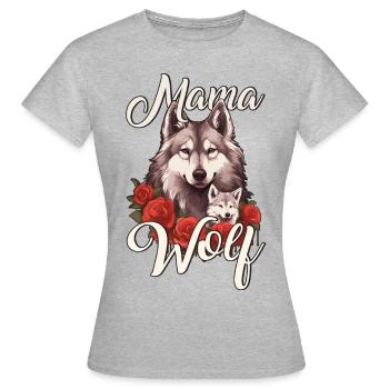 Mama Mutter Wolf Wölfe Spruch - Frauen T-Shirt - Grau meliert - Vorne - AI Model Female 172 dark (172cm)