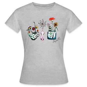 vases à fleurs - T-shirt Femme - gris chiné - Devant - AI Model Female 172 dark (172cm)