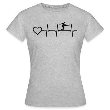 Soccer Heartbeat Heart Soccer Player - Frauen T-Shirt - Grau meliert - Vorne - AI Model Female 172 dark (172cm)