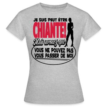 HUMOR WOMEN'S TEE SHIRT / DESIGN / PATTERN / DROLE T-SHIRT - Women's T-Shirt - heather grey - Front - AI Model Female 172 dark (172cm)