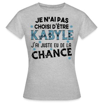 Kabyle Kabylie Pays Algérie Origine Humour Cadeau - T-shirt Femme - gris chiné - Devant - AI Model Female 172 dark (172cm)