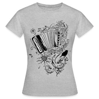 Akkordeon Volksmusik Musik - Frauen T-Shirt - Grau meliert - Vorne - AI Model Female 172 dark (172cm)