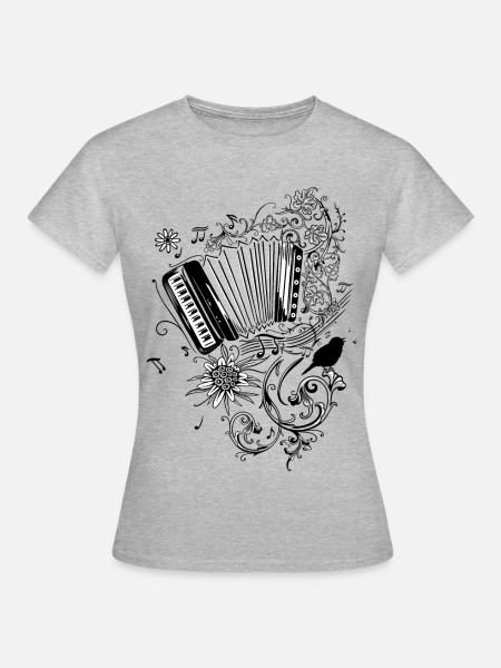 Akkordeon Volksmusik Musik - Frauen T-Shirt - Grau meliert