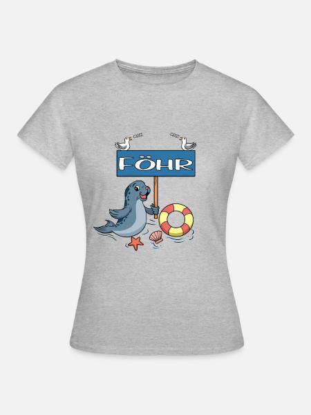 Moin Moin - Insel Föhr - Frauen T-Shirt - Grau meliert