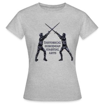 Schwertkampf - HEMA - Frauen T-Shirt - Grau meliert - Vorne - AI Model Female 172 dark (172cm)
