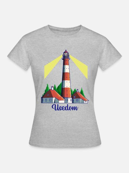 Leuchtturm - Insel Usedom - Frauen T-Shirt - Grau meliert