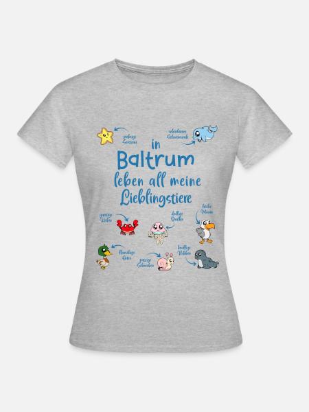 Meine Lieblingstiere in Baltrum - Frauen T-Shirt - Grau meliert