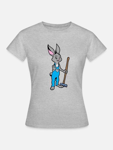 Gerne im Garten -Gärtner Hase - Frauen T-Shirt - Grau meliert