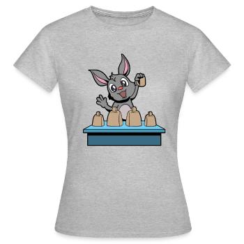 Comic Rabbit joue cowbells - T-shirt Femme - gris chiné - Devant - AI Model Female 172 dark (172cm)