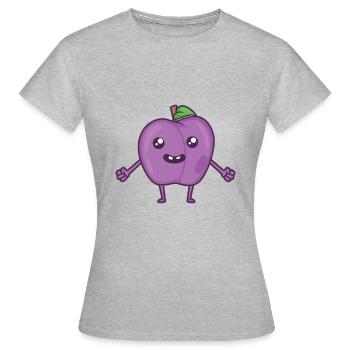 Kawaii Comic Prune - T-shirt Femme - gris chiné - Devant - AI Model Female 172 dark (172cm)